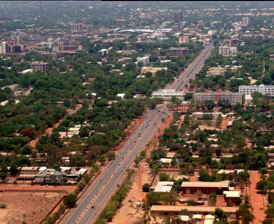 Vibrant urban center in Ouagadougou, Burkina Faso, West Africa.